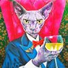 Classy Sphynx Cat Drinking paint by numbers