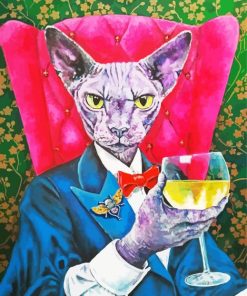 Classy Sphynx Cat Drinking paint by numbers