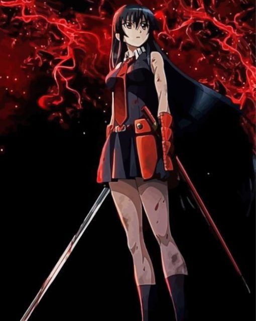 Akame Anime Girl paint by numbers