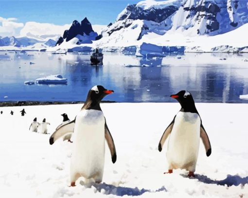 Aesthetics Penguins In Antarctica paint byh numbers