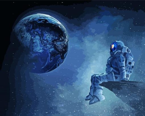 Astronaut Sitting In Space paint by numbers
