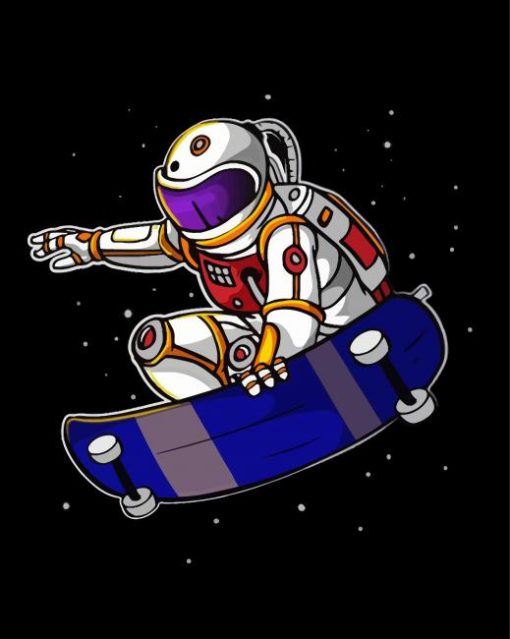 Astronaut Skateboarding In Space paint by numbers