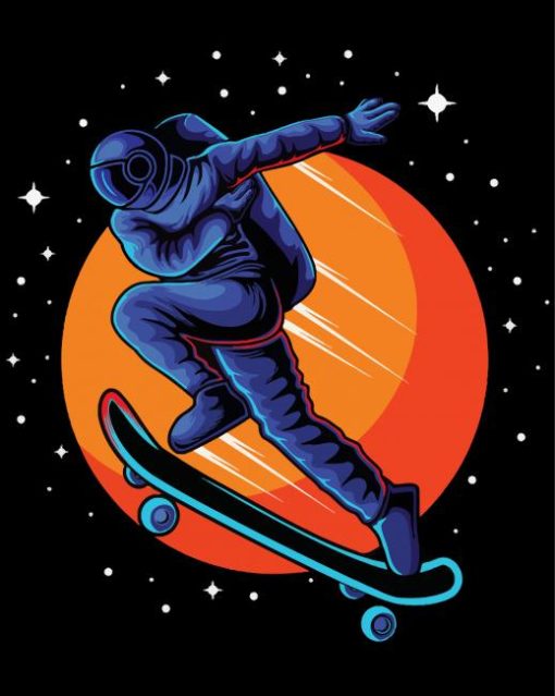 Astronaut Skateboarding paint by numbers