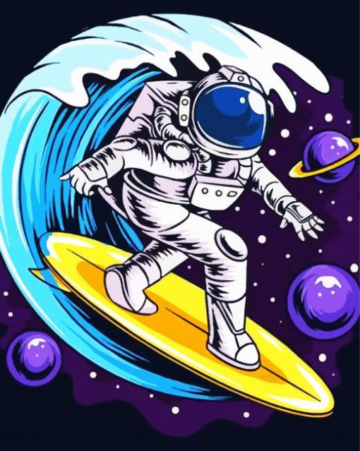 Astronaut Surfing paint by numbers