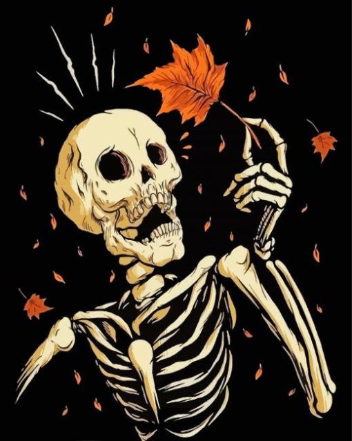 Aesthetic Autumn Skeleton paint by numberrs