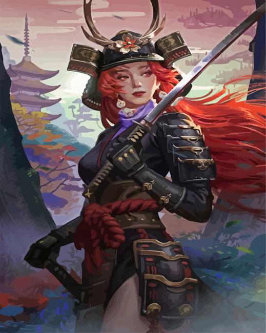Aesthetic Samurai Girl paint by numbers