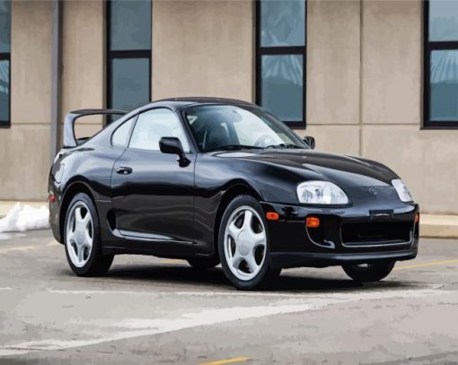 Black Toyota Supra Mark IV paint by numbers