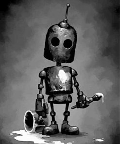 Black And White Sad Robot paint by numbers