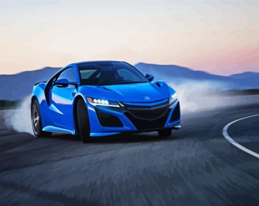 Blue Acura NSX Drifting paint by numbers