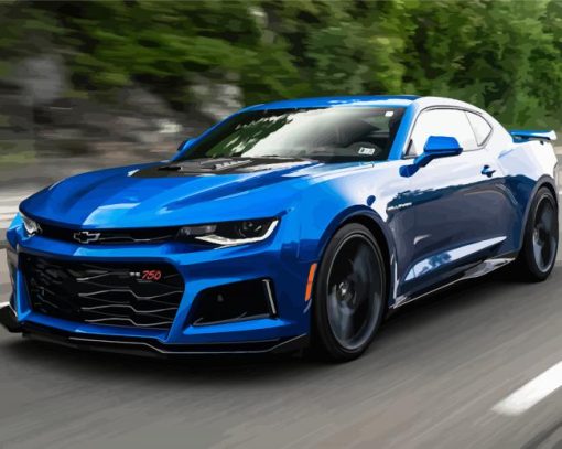 Blue Chevrolet Camaro Car paint by numbers