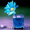 Blue Flowers In A Glass Cup paint by numbers
