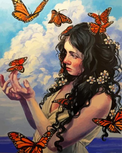 Butterflies Woman paint by numbers