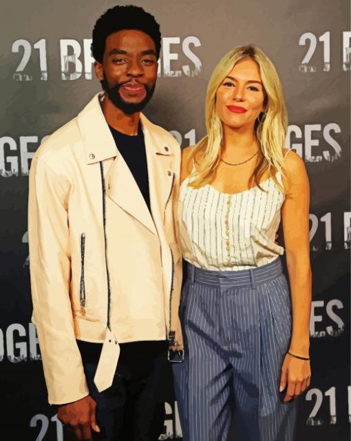 Chadwick Boseman And Sienna Miller paint by numbes
