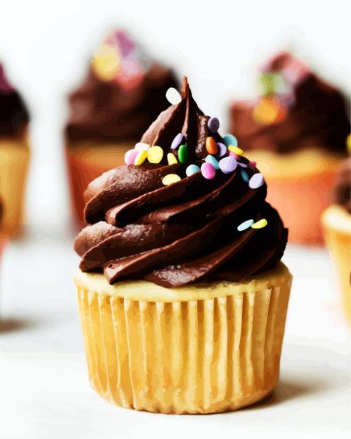 Sweet Chocolate Cupcakes paint by numbers