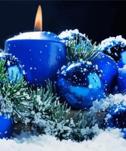 Christmas Blue Candles Christmas Blue Candles paint by numbers