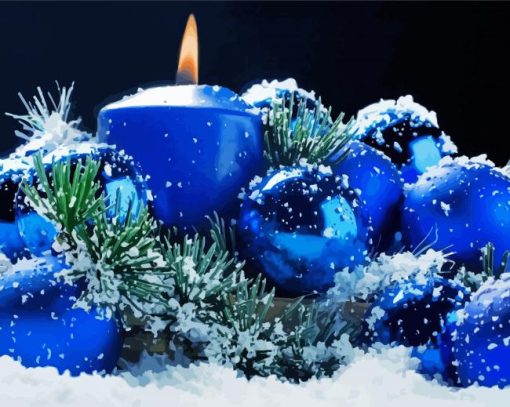 Christmas Blue Candles Christmas Blue Candles paint by numbers