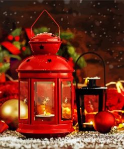 Red Christmas Lanterns paint by numbers