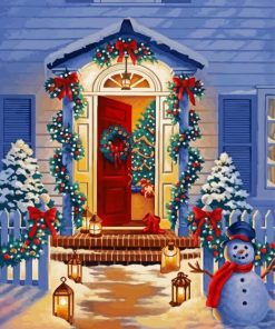 Christmas Door At Night paint by numbers