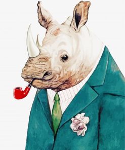 Classy Mr Rhino paint by numbers