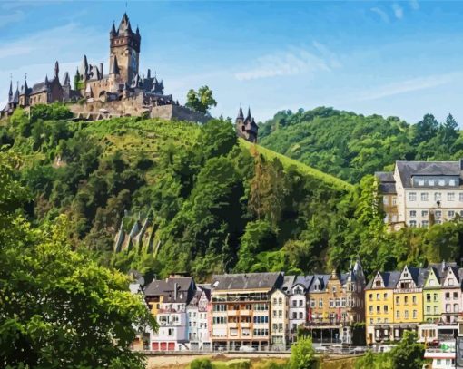 Reichsburg Cochem And Buildings paint by numbers