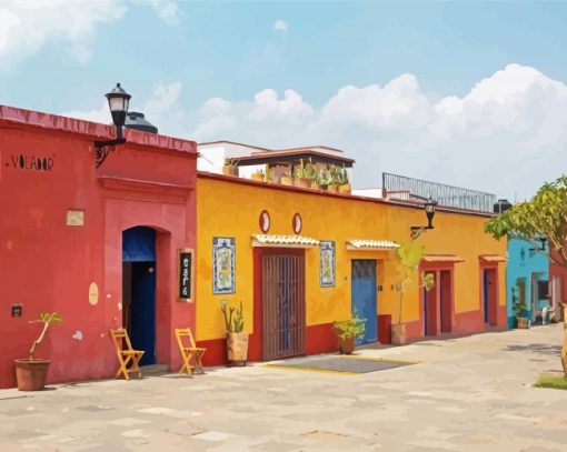 Colorful Oaxaca Buildings paint by numbers