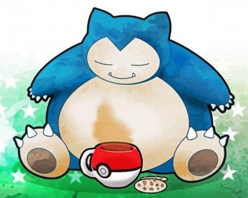 Cute Snorlax And Pokemon Cup paint by numbers