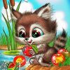 Cute Raccoon Cartoon paint by numbers