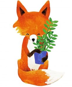 Cute Fox And Zamioculcas paint by numbers