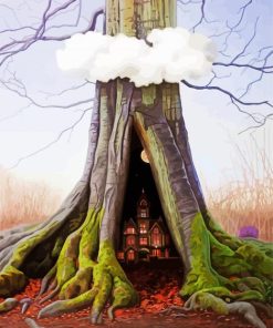 Fantastic Treehouse Illustration paint by numbers
