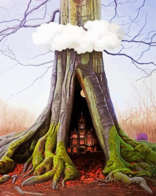Fantastic Treehouse Illustration paint by numbers