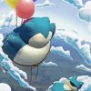Snorlax Flying With Balloons paint by numbers