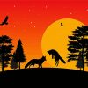 Foxes Silhouettes paint by numbers