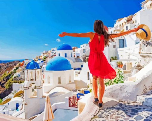 Girl Enjoying In Greece paint by numbers