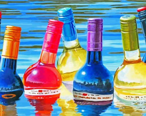 Glass Bottles In The Water paint by numbers