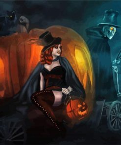 Gothic Halloween Witch paint by numbers