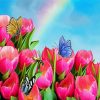 Pink Tulips And Butterflies paint by numbers