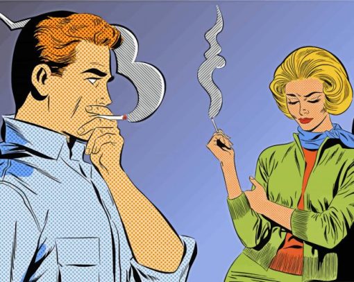 Couple Smoking Pop Art paintt by numbers