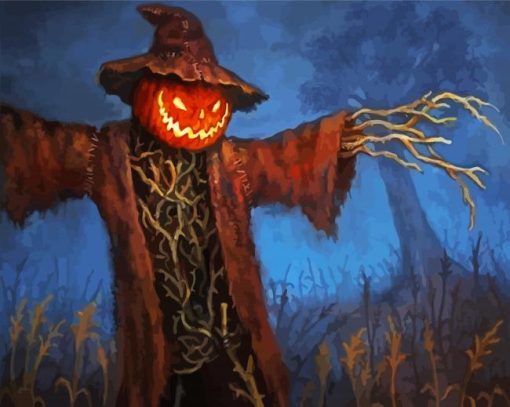 Pumpkin Head Scarecrow paint by numbers
