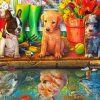 Puppies Water Reflection paint by numbers