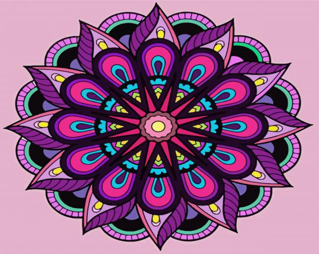 Purple Mandala paint by numbers
