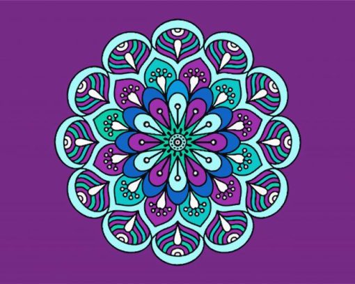 Purple And Blue Mandala paint by numbers