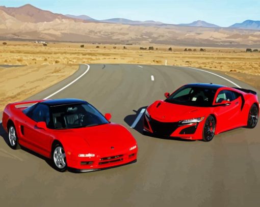 Red Acura NSX Cars paint by numbers
