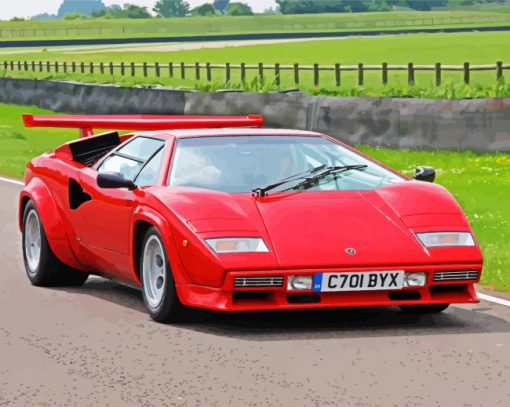 Red Lamborghini Countach paint by numbers