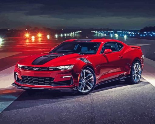 Red Chevrolet Camaro Car paint by numbers