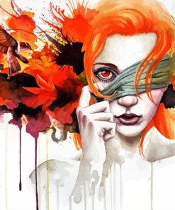 Redhead Splatter Lady paint by numbers