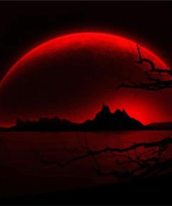Red Moon Nightscape paint by numbers