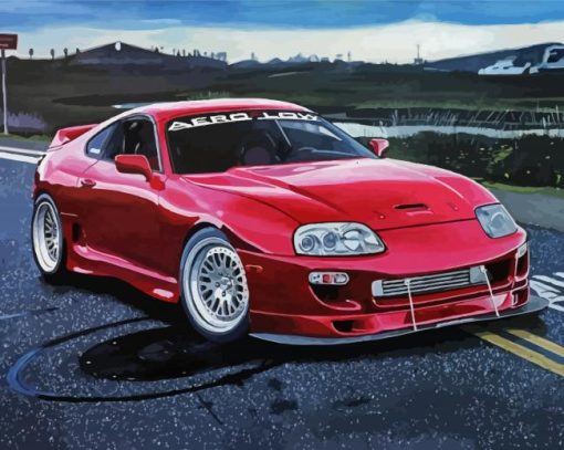 Cool Red Supra MK4 paint by numbers