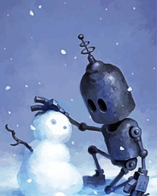 Robot And Snow Man paint by numbers