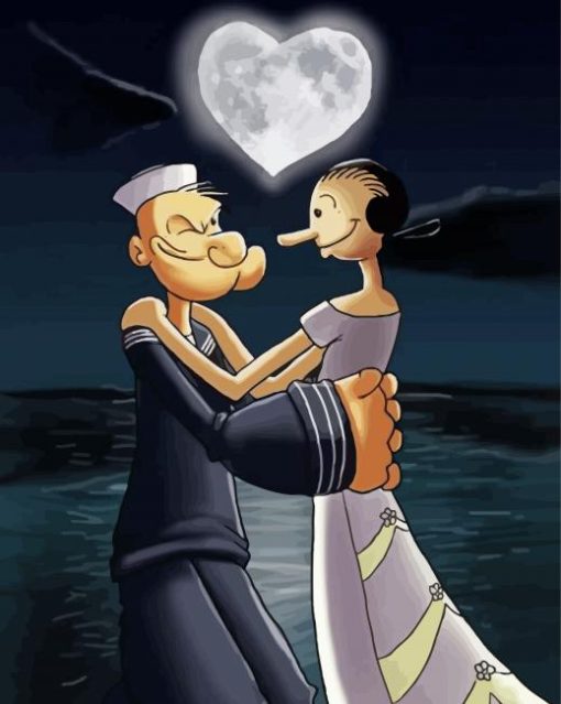 Romantic Popeye And Olive paint by numbers