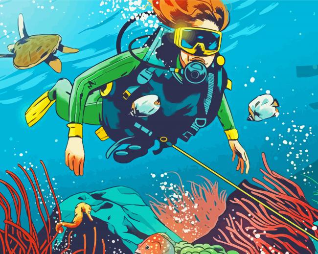Scuba Diver Woman paint by numbers